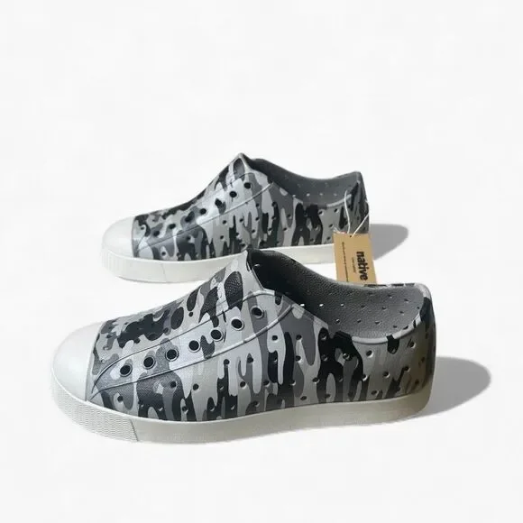 Native Jefferson Kids Slip-On Water Shoes PIGEON GREY MIST CAMO J2 Lightweight - Picture 10 of 10